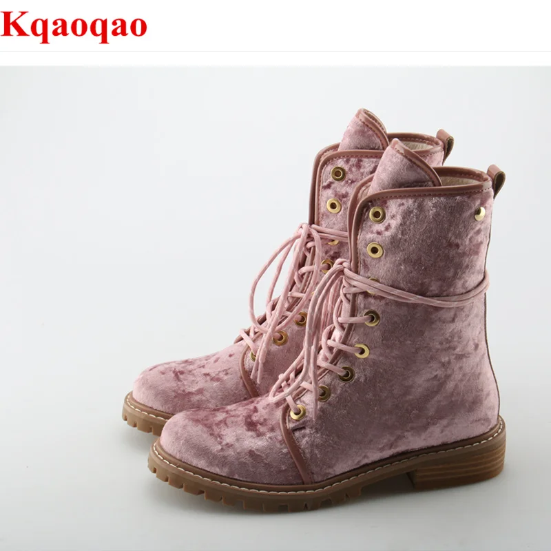 

Front Lace Up Butterfly Knot Women Boots Round Toe Suede Shoes Low Heel Short Booties Luxury Brand Super Star Chaussures Femmes