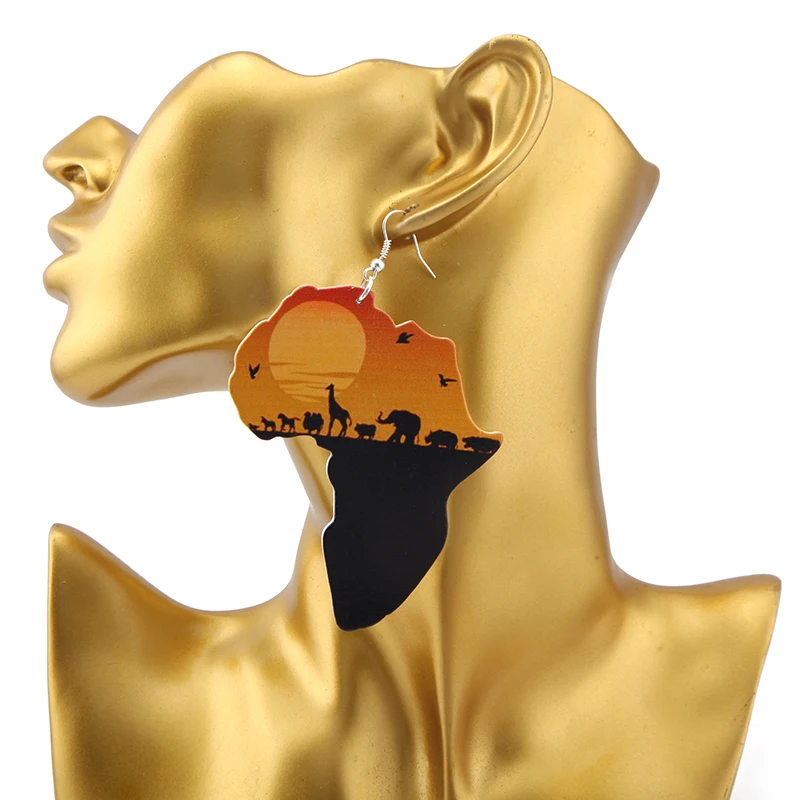 SANSHOOR избранные африканские карты деревянные висячие серьги афроцентричные этнические культуры художественные богемные ювелирные изделия для черных женщин подарок 6 пар