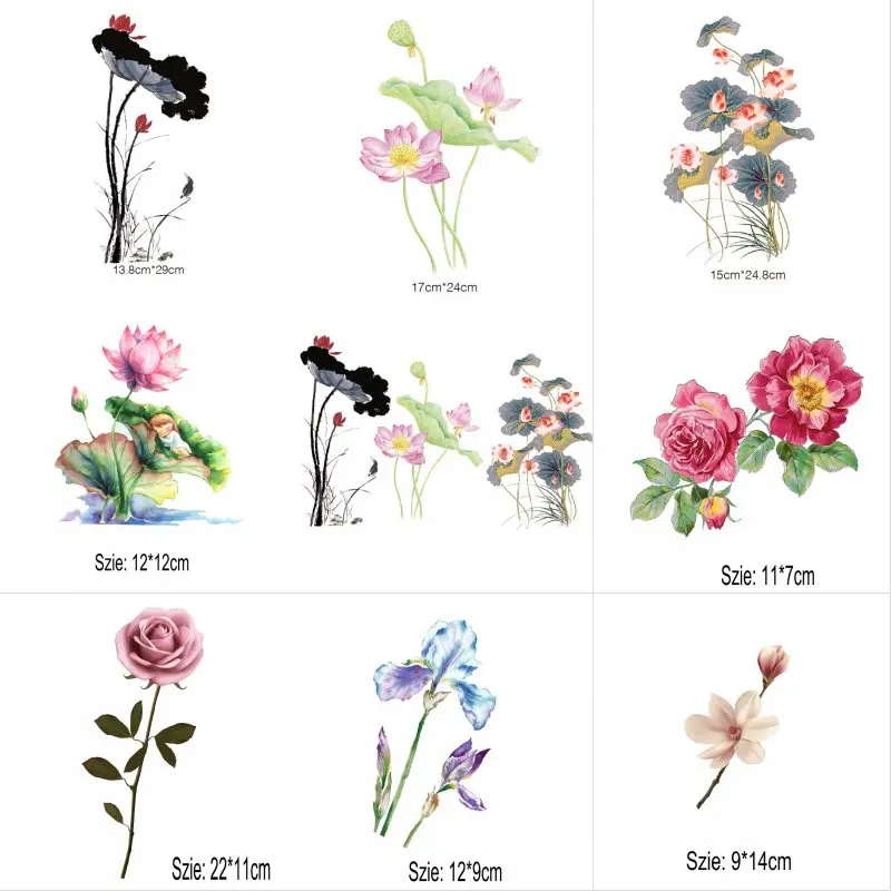 

Hot New Fashion Flower Iron On Patches Stickers Washable Appliques A-level Heat Transfer For DIY Accessory Clothing m35