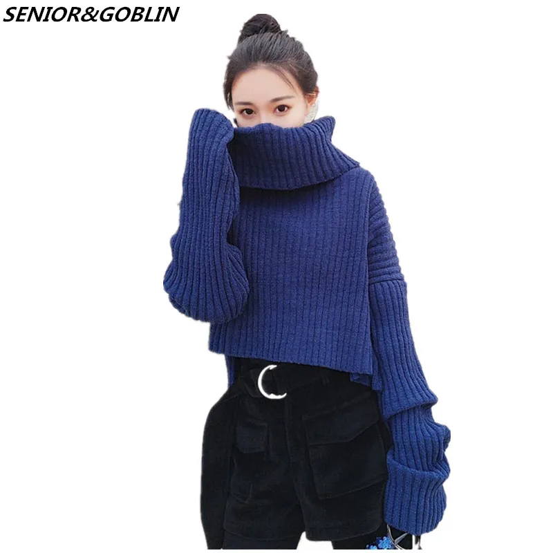 

2019 High quality Newest Fashion Runway Designer Blue Asymmetric Sweater Knitting Tops + Two Piece Autumn And Winter shorts Set