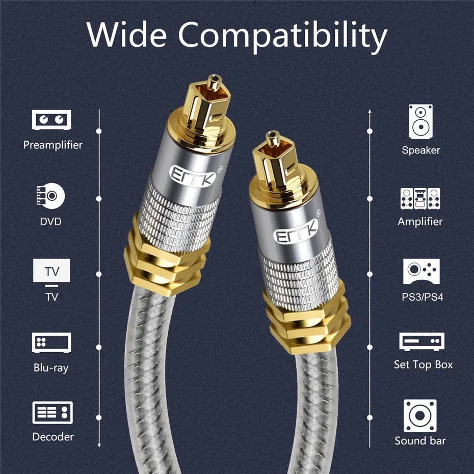 9 Top Grade OD8.0mm Spdif Optical Cable Gold Connector Digital Fiber Optical Toslink Audio cable 1m 1.5m 2m 3m 5m (7)