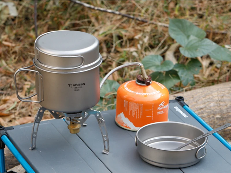 Panela ao ar Panelas de Titânio ml e 350 Pan com Dobradura Tiartisan Livre Portátil Camping Pote Acampamento Conjunto 900 ml Pot Fry Punho Ta8326 7 High Quality Esporte e Lazer