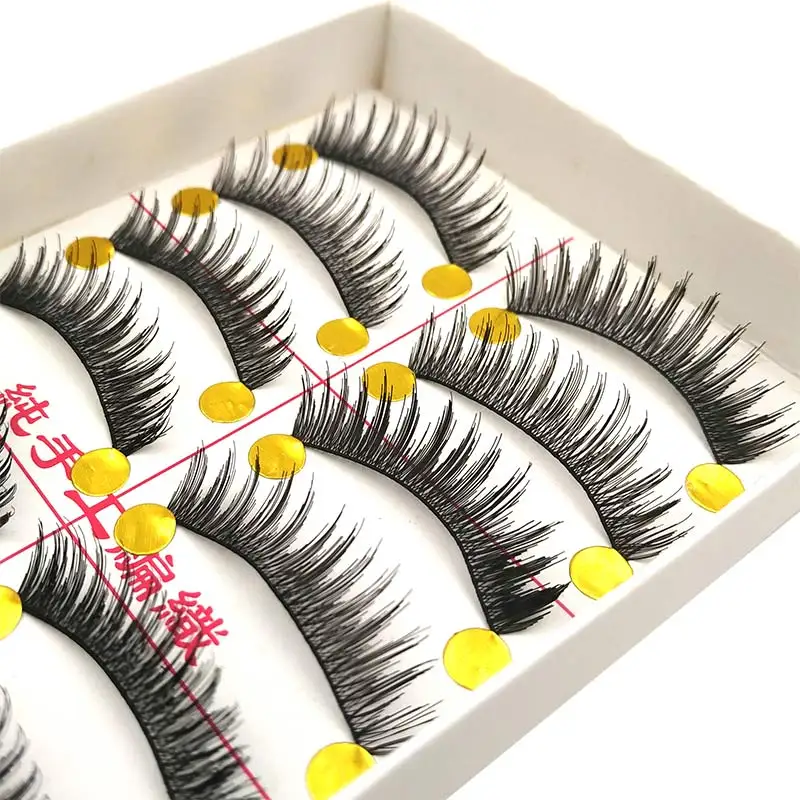 

10 Pairs False Eyelashes Tapered Cross Fake Eye Lashes Hand Made Makeup Maquaigem Eyelashes Extension Make Up Faux Lash #TW049