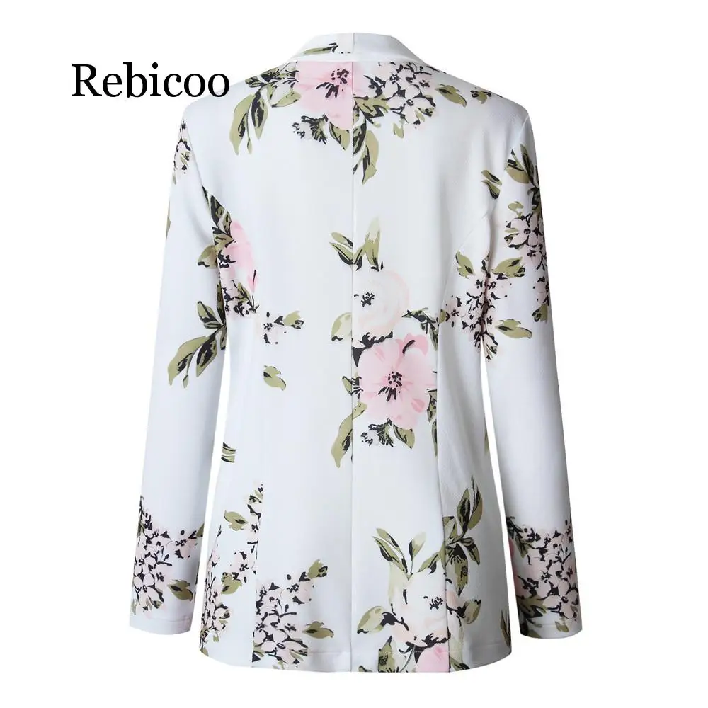 blazer woman 2019 suit top office Elegant Blazer Floral spring Jackets Long Sleeve Blazer Notched Collar Coat  Cardigan
