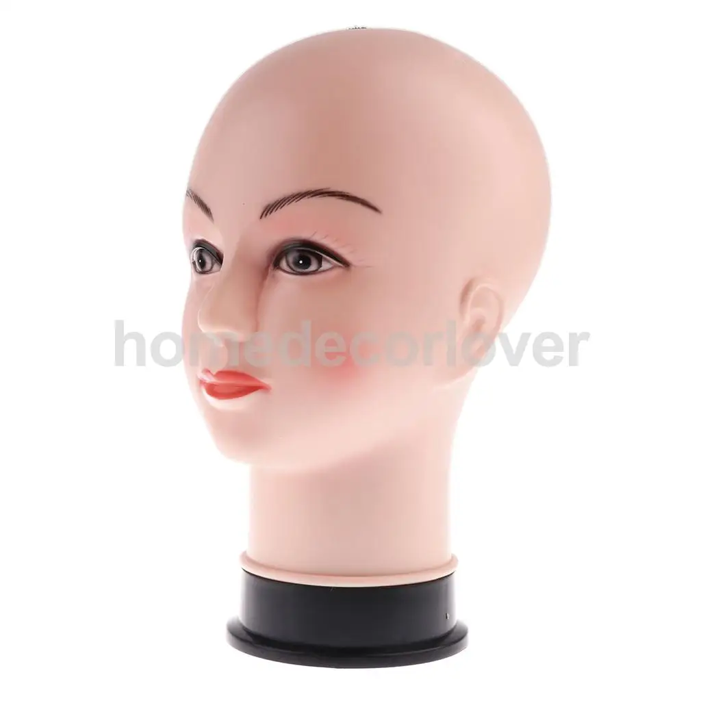 PVC Female Bald Mannequin Head Model Wig Making Hat Glasses Display Stand 