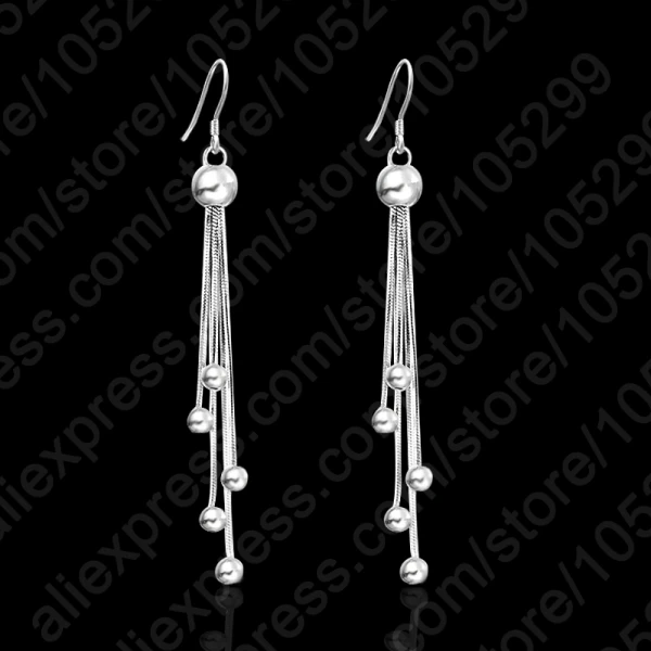 

PATICO New Fashion 925 Sterling Silver Tassel Woman French Earwire Hook Earrings Ball Jewelry 1 Pair Free Shipping