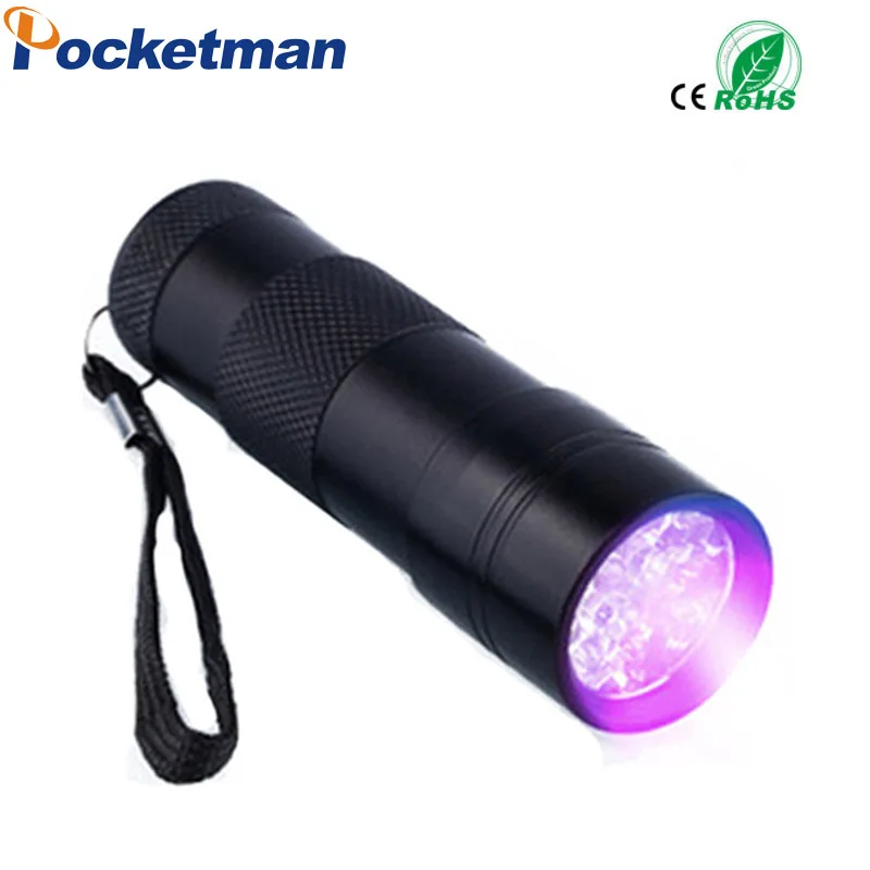 Mini Portable UV Flashlight Violet Light 9 LED UV Torch Light Lamp Flashlight Free Shipping