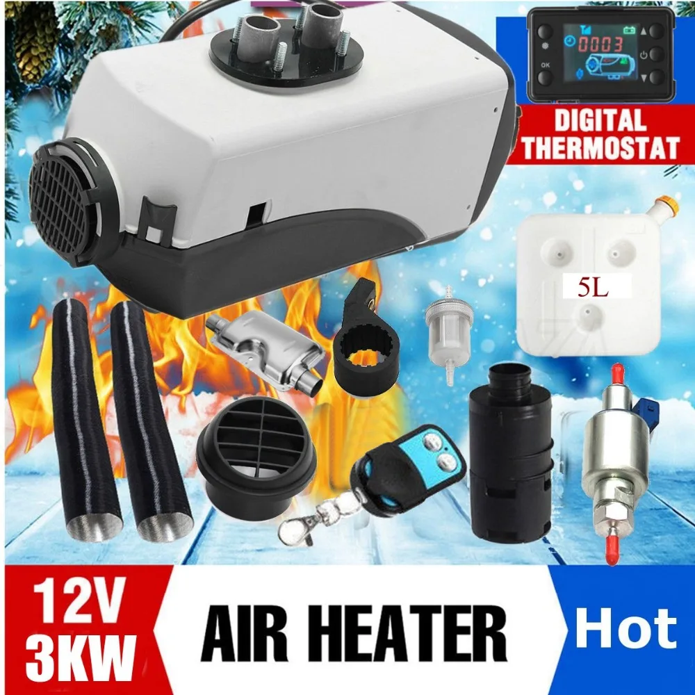 

12V 3000W LCD Monitor Air diesels Fuel Heater Single Hole 3KW For Boats Bus Car Heater With Remote Control and Silencer For free