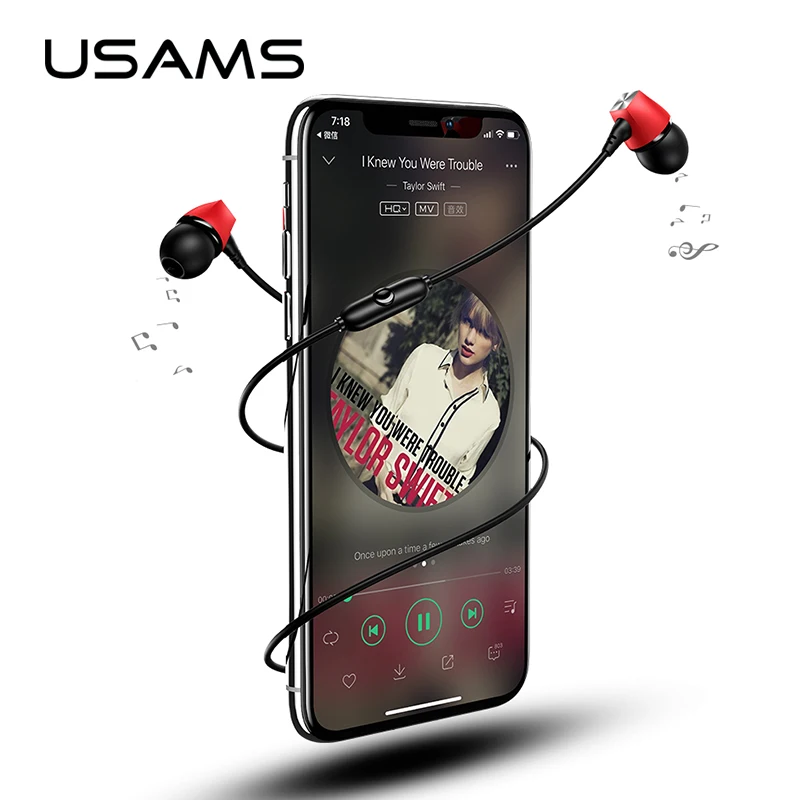 

USAMS in-ear earphone 3D Stereo 3.5mm High Quality Ear phones Earbuds Bass Earphones Wired 1.2m in ear Headset With Microphone