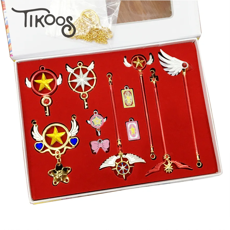

11pcs/set Anime Cardcaptor Sakura Athemis card girl star Bird Kinomoto Sakura magic Cosplay keychian pendants
