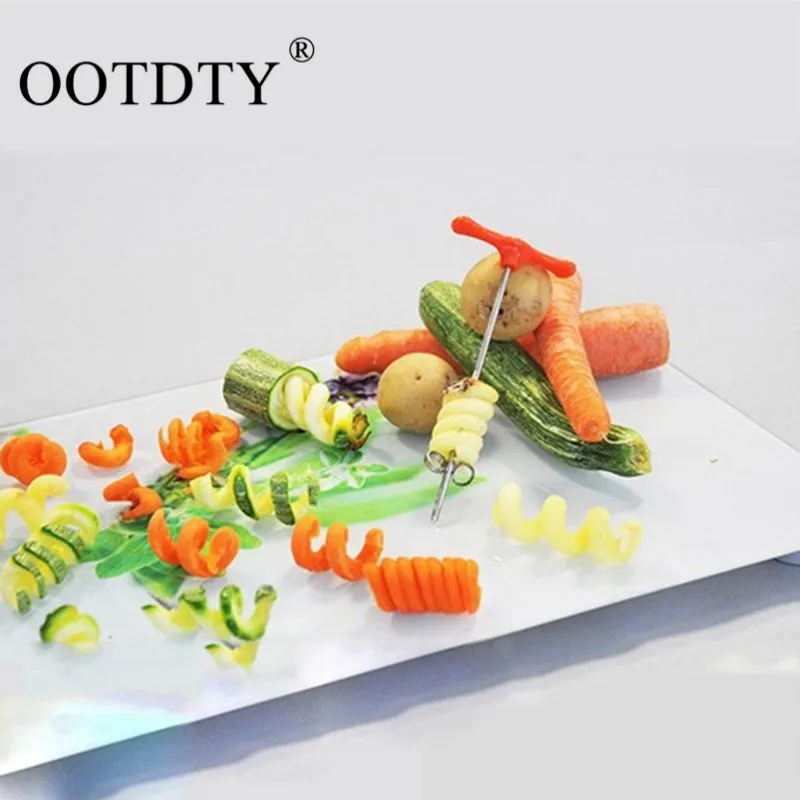 

1Pc Potato Vegetable Manual Roller Spiral Cutter Twist Knife Screw Slicer Stainless Steel DIY Magic Roller Kitchen Fruit Carving