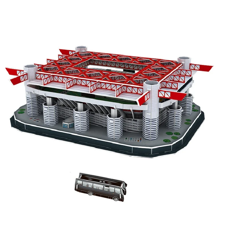 Классические модели 3D паззлов, стадионы Giuseppe Meazza RU Competition, футбольные игры, стадионы, DIY кирпичные игрушки, масштабные наборы бумаги - Цвет: Have original box