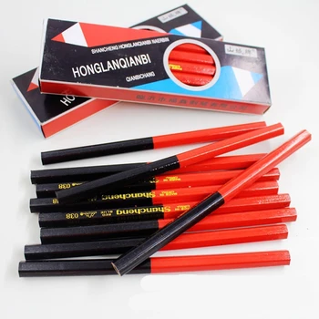 10PCS/lot wooden Hexagon red&blue double colored pencils HB Carpenter's Special-purpose pencils high quality Drawing pencil set csqb024 24 in 1 colored drawing pencils set