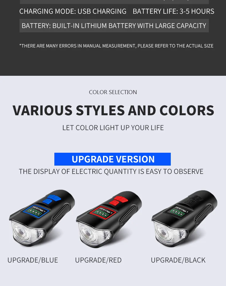 Excellent Outdoor Cycling Accessories Multifunction 3 In 1 USB Rechargeable Bicycle Flash Light Bike Horn Bell MTB Speedometer For Riding 8