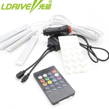 

LDRIVE Car Interior light 7 Colors Car Styling Lamp 4in1 12V Neon Light LED Multi Color RGB Remote Control