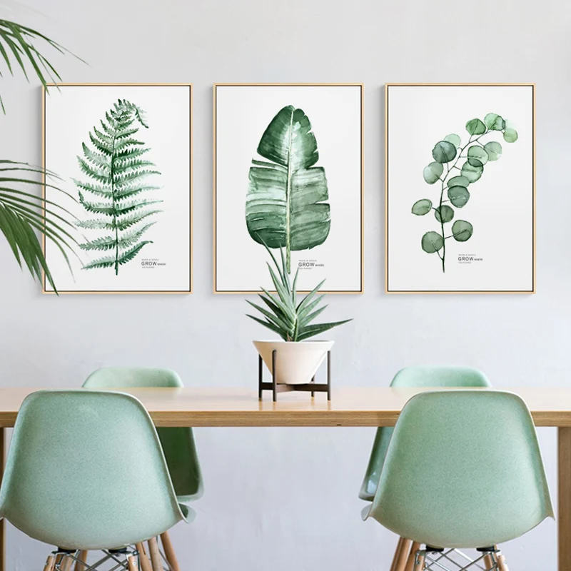 

Watercolor Tropical Plant Turtle Leaves Wall Art Canvas Painting Nordic Poster Wall Pictures For Living Room Home Decor Unframed