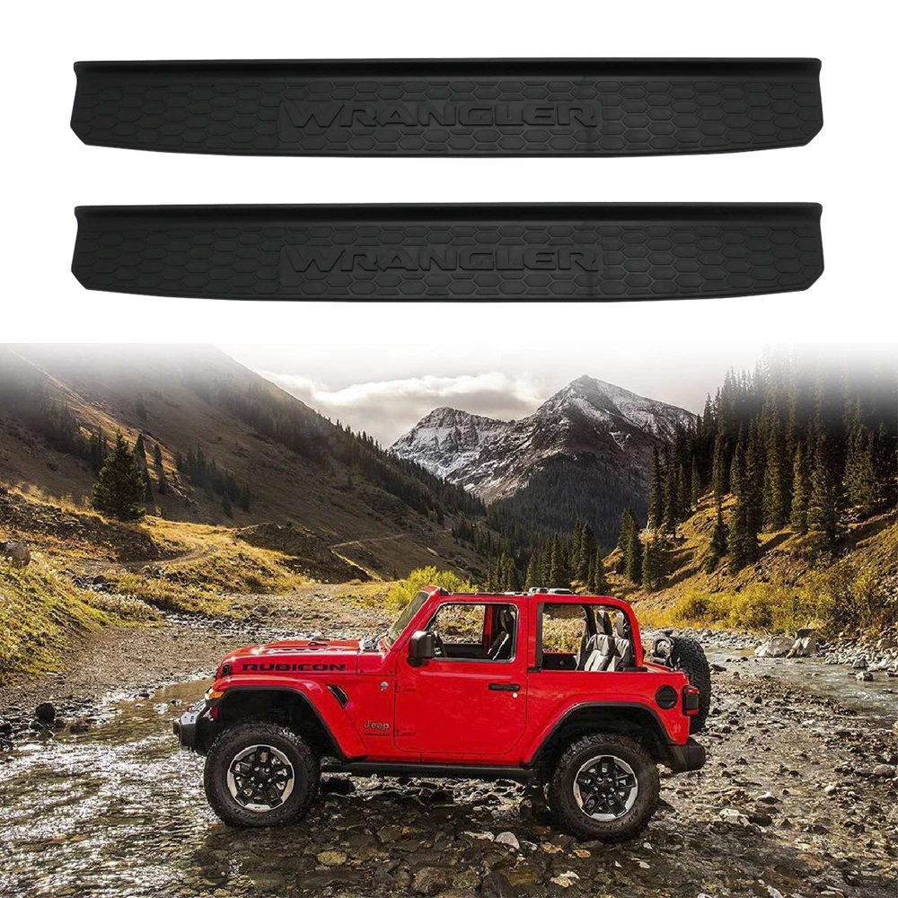 4PcsSet Black ABS Plastic Front Rear Door Entry Protector Scuff Plate Step Protector For Jeep 2018 JL Wrangler 4-Door (9)