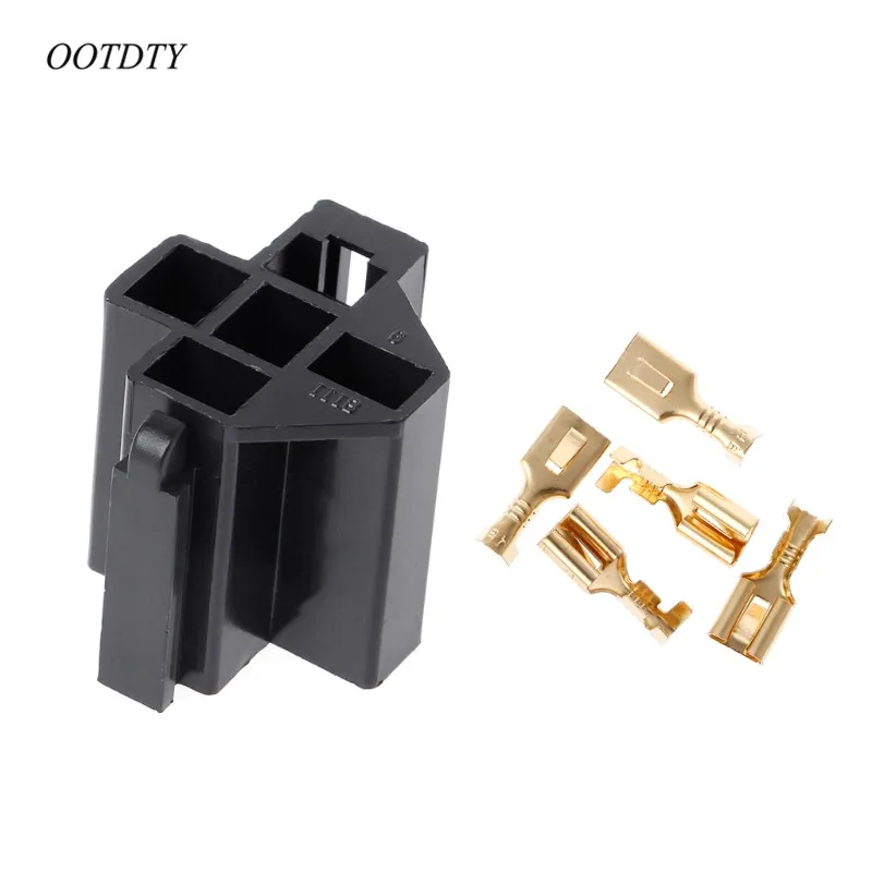 

OOTDTY 40A 5 Pin Relay Connector Socket with 5 x 6.3mm Terminals Car Truck Vehicle Relay Case Holder