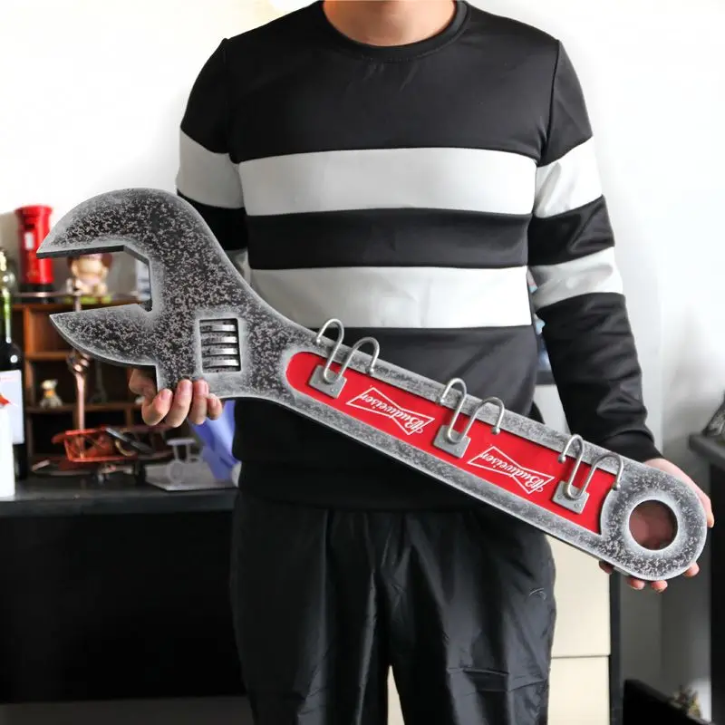 1PC Creative Vintage Wrench Hammer Wooden Wall Decoration Towel Hanger