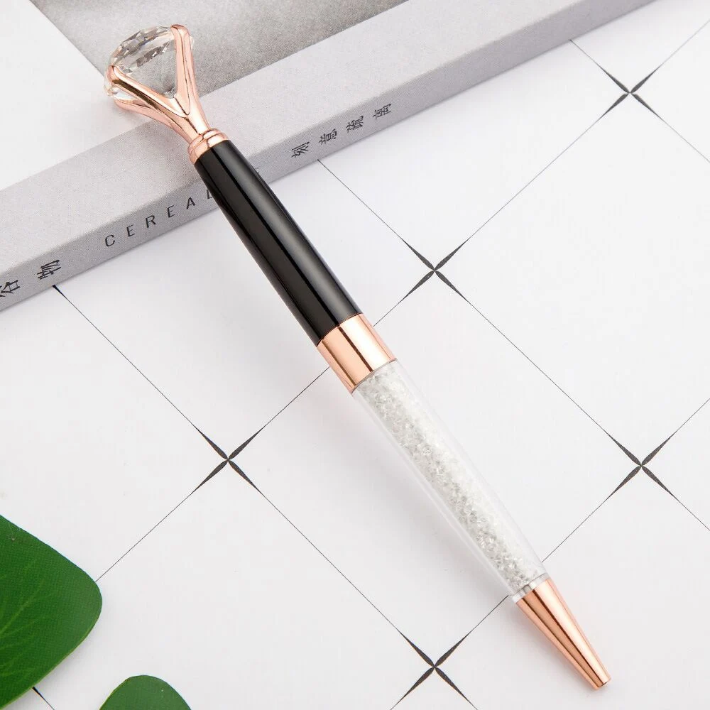 11 цветов Алмазная Шариковая ручка для канцелярских принадлежностей ручка для офисов и школ модный стилус деловая шариковая ручка черный синий шариковая ручка креативный - Цвет: BLACK
