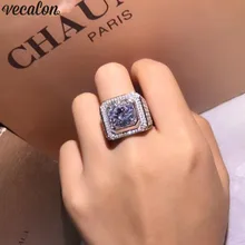 Vecalon, роскошное мужское кольцо-пасьянс, 3ct, AAAAA, Cz, 925 пробы, серебро, обручальное кольцо, кольца для мужчин, ювелирные изделия на большой палец