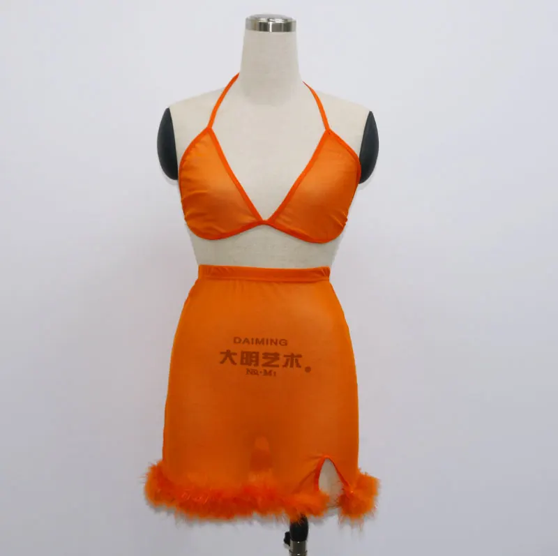 BLKD-Women-Hot-Orange-Sexy-Two-Piece-Set-Fluffy-Split-Crop-Top-Camis-and-Skirt-Matching (5)