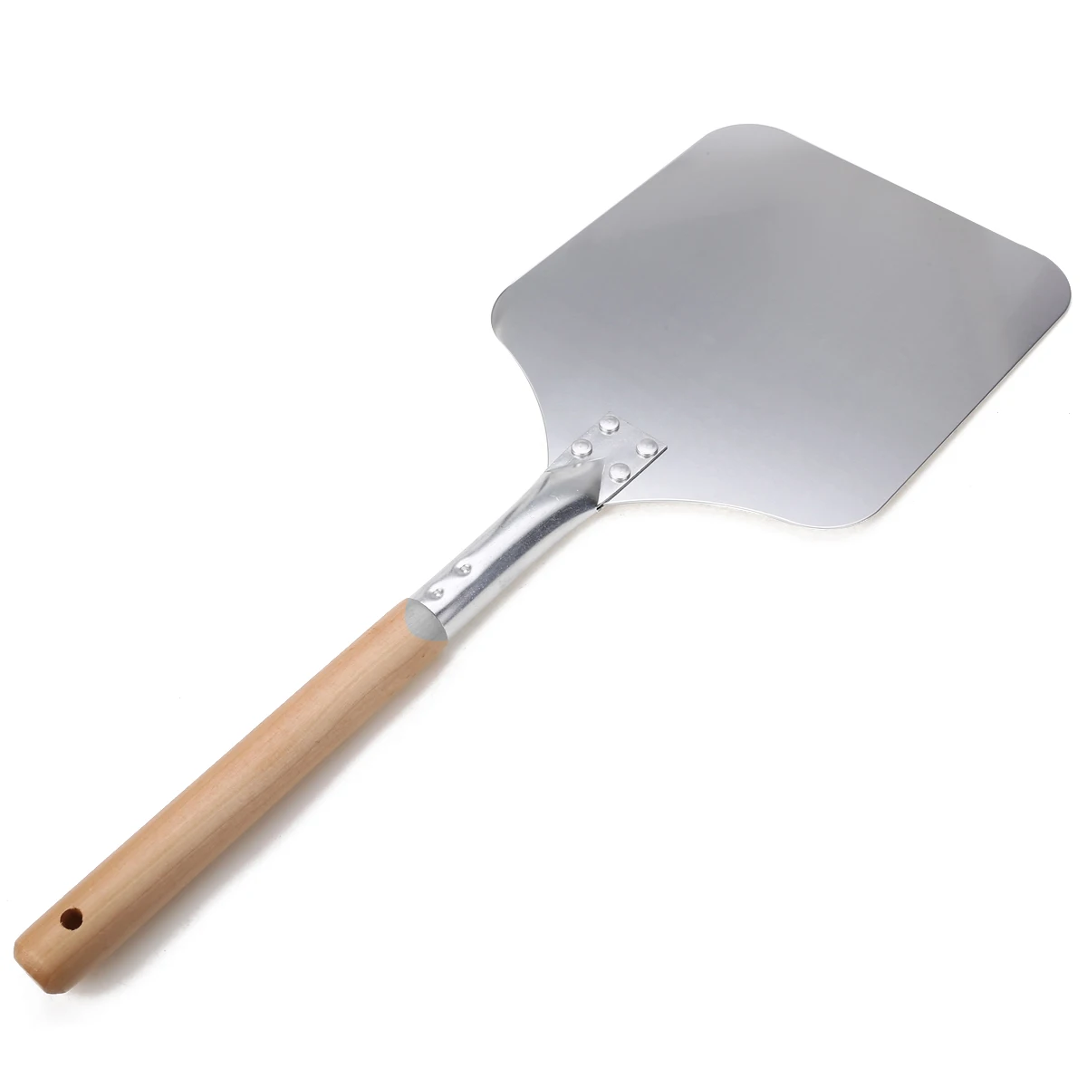Mayitr 1pc 58cm Aluminum Pizza Peel Shovel with Wood Handle Silver Cheese Cutter Cake Shovel Square Pizza Peel Bakeware Cookware