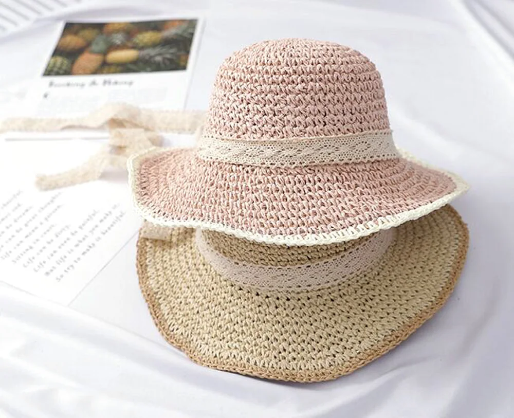XEONGKVI Европейский двойной-Цвет выдалбливают Раза Детские летние шапочки сезон: весна-лето бренд бутон шелковой лентой соломенные шапки для