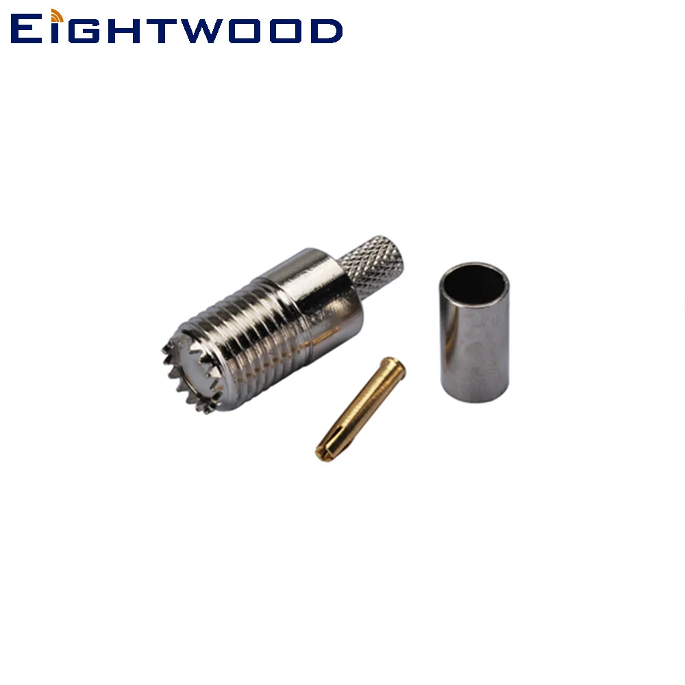 Eightwood 5PCS Mini UHF Crimp Jack Female RF Coaxial Connector Adapter Crimp LMR195 RG58 Cable for Antenna Cable Modem PC/LAN