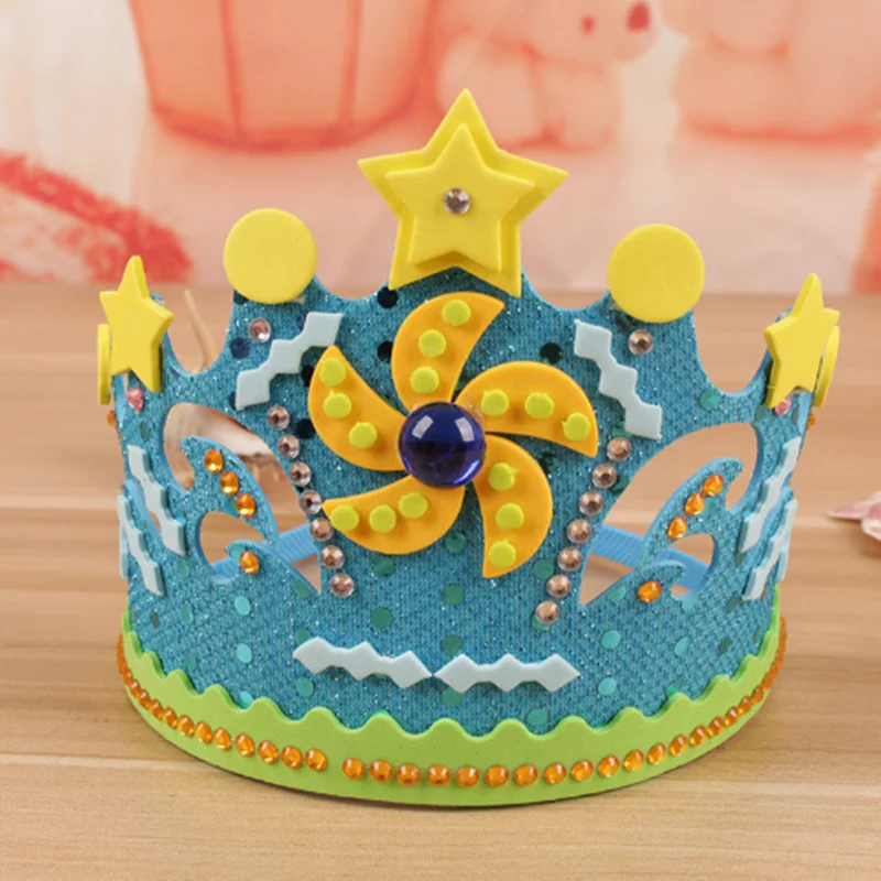 EVA пена бумага корона с блестками творческие цветы Звезды узоры искусство для детского сада детей DIY ремесленные игрушки украшения для вечеринки сделанные своими руками подарок