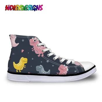 

NOISYDESIGNS Trendy Female Designer Sneakers Animals Pattern Canvas Shoes Girls Dinosaur Printing Classic Vulcanize Shoes Women