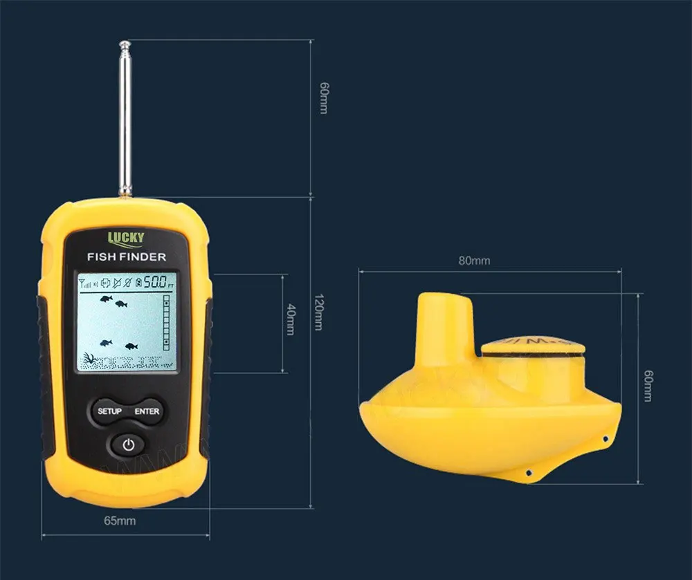 Беспроводной рыболокатор портативный Ice Рыбалка Sonar сенсор 120FT эхолот сигнализации