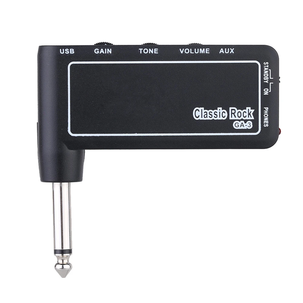 1pcs Classic Rock Mini Portable Rechargeable Electric Guitar Plug Headphone Amp Amplifier Electric Guitar Plug Black