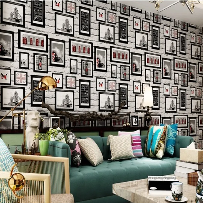 

Free Shipping Modern British Style White Brick Wallpaper Simulation Photo Frame Wallpaper Living Room Sofa Background Wallpaper