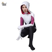 Gwen Stacy Spiderman Cosplay Costume Spandex Lycra Zentai Suit Girl Spider Woman Halloween Party Bodysuit Costumes new red blue spider girl costume spandex mayday parker spiderman costume halloween cosplay fullbody zentai suit free shipping