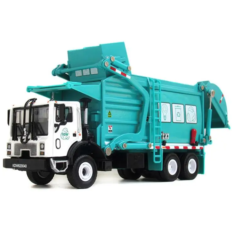 1:24 детский сплав мусоровоз игрушечный автомобиль модель литья под давлением инженерный материал транспорт - Цвет: Зеленый