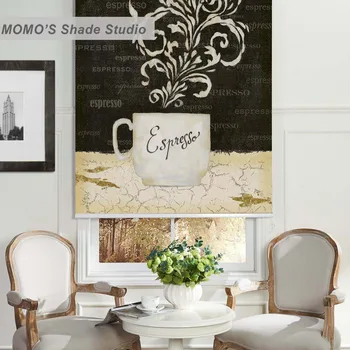 

MOMO Blackout Window Curtains Roller Shades Blinds Thermal Insulated Fabric Custom Painting ,PRB set429-432