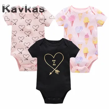 

Kavkas 2020 3 pcs/lot Summer Baby Clothes Set Short Sleeve Cotton Cartoon Rompers 0-12 months roupa de bebes Newrborn Clothing