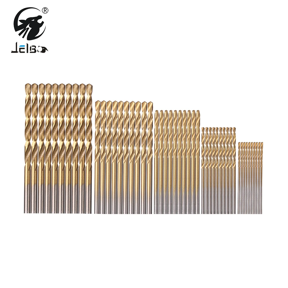 

JelBo 50pcs/set Power Tools Twist Drill Bits Set High Speed Steel Drill Kit Metal Drilling Woodworking Power Tools Accessories