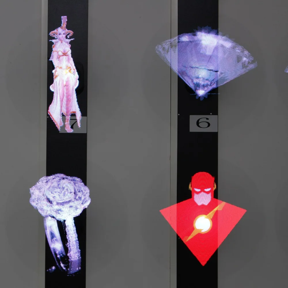 Decoração do Feriado 3d Holograma Publicidade Display Led Fan Imagens Holográficas 3d nu Olho Levou fã Luz Led Moving Head Luz 14 Cheap Luzes de publicidade