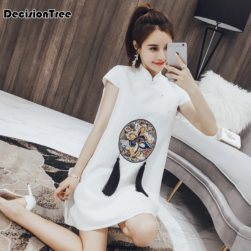 

2019 summer white bride cheongsam grain women embroidery modern chinese wedding dress traditional clothes china qipao pattern