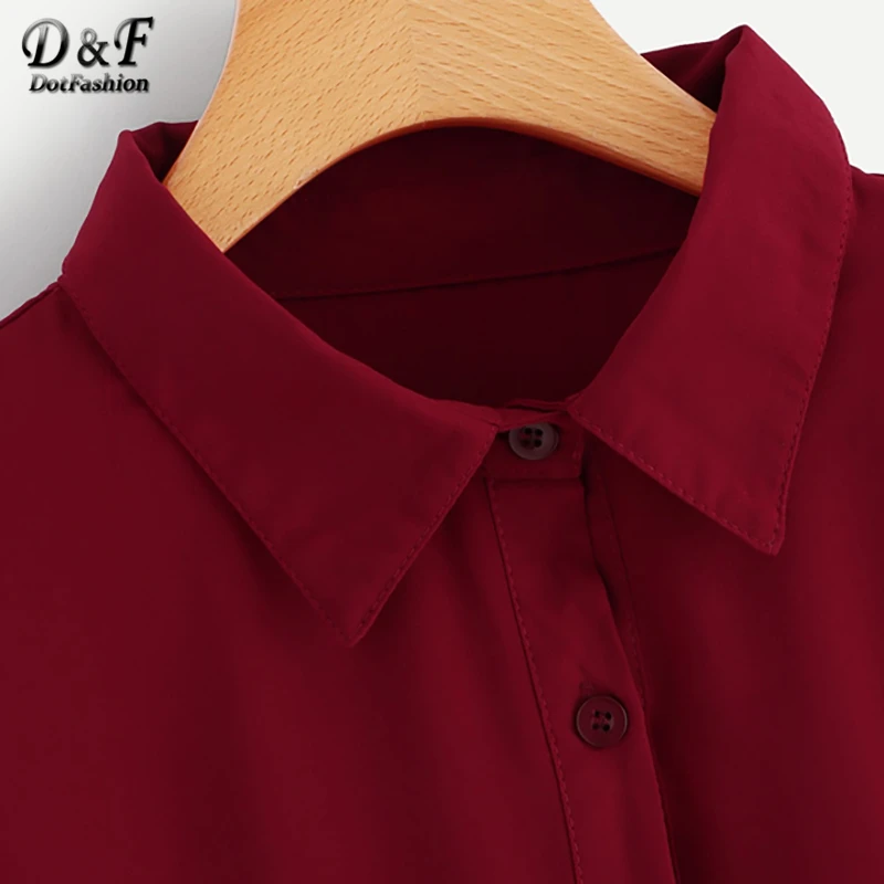  Dotfashion Plus Size Burgundy Ruffle Hem Solid Shirt Womens Plus Size Fashions 2019 Casual Ladies T