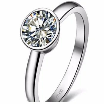 

Test Positive! 1CT Solitaire Moissanite Ring Women Engagement Sterling Silver Moissanite Jewelry Brand Ring Excellent Round Cut