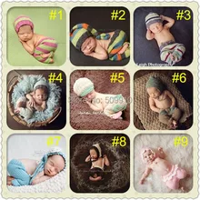 Детский реквизит для фотосъемки; комплект детской шапки и брюк; детская шапка вязанная крючком вручную; Детские аксессуары; 10 стилей