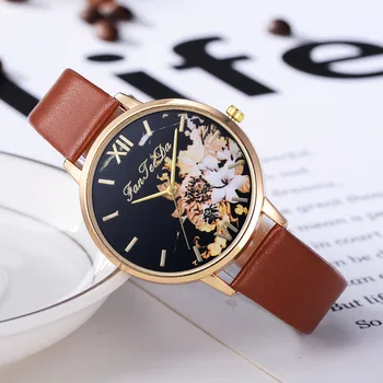 

Relojes Para Mujer Hours Women Watches Leather Band Luxe Brand Times Watch Women Ladies Watch Creative Flower Bayan Kol Saati A3