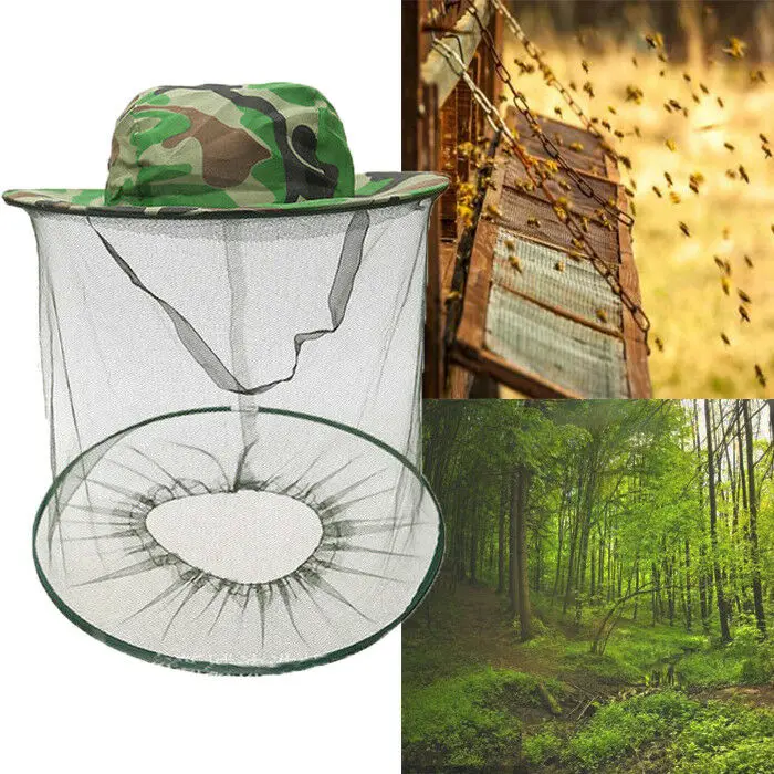 

New Mosquito Hat with Head Net Mesh Fishing Beekeeping Hat Tools Camouflage Cap Keeping Insects Bee Flying Face-Protector