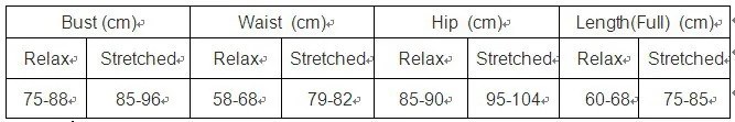 new one size chart