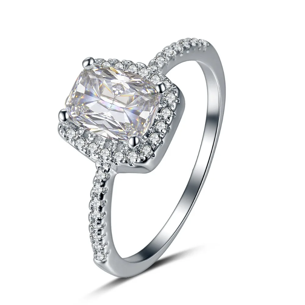 

2016 New arrival high quality shiny CZ zircon 925 sterling silver ladies`wedding finger rings jewelry gift drop shipping
