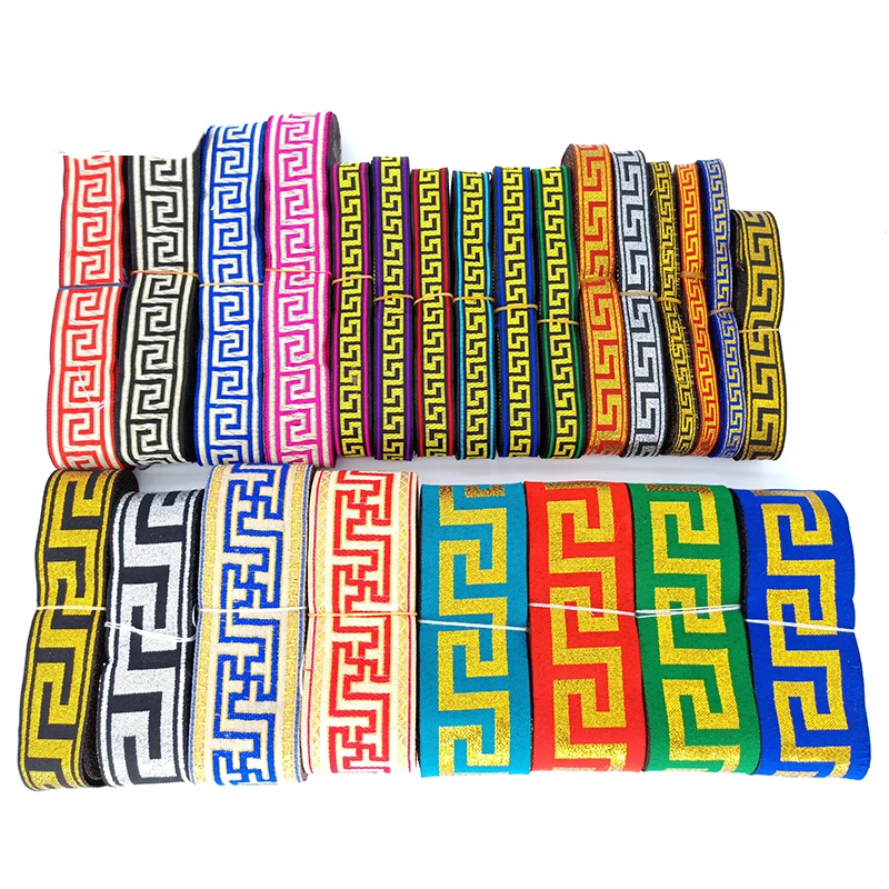 Great Wall Lace auspicious fretwork 8YD 10-50mm Woven Jacquard Embroidered Ribbons DIY Apparel Wrapping Trim Sewing Accessories | Дом и сад