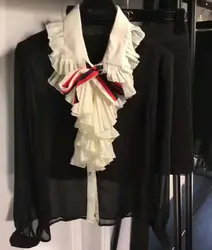 Conjunto feminino короткий e blusa, шифоновая блузка и подходящая юбка, комплект из двух предметов, Черная Женская рубашка, костюм из 2 предметов